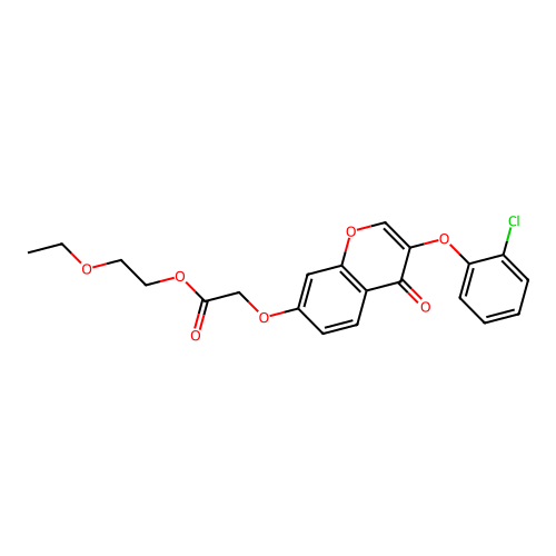 2-ethoxyethyl {[3-(2-chlorophenoxy)-4-oxo-4H-chromen-7-yl]oxy}acetate structure