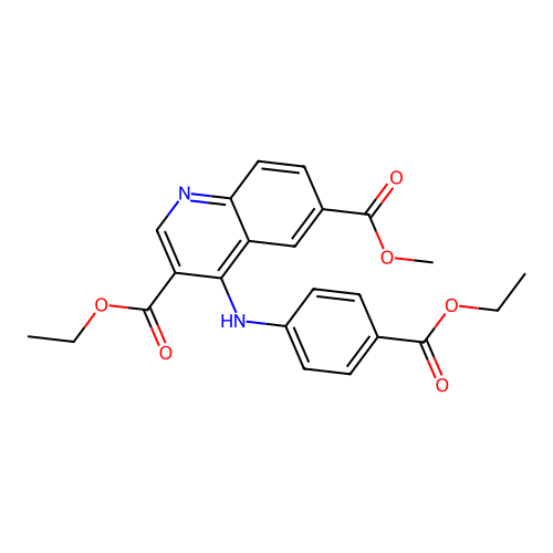 3-Ethyl 6-methyl 4-{[4-(ethoxycarbonyl)phenyl]amino}quinoline-3,6-dicarboxylate structure