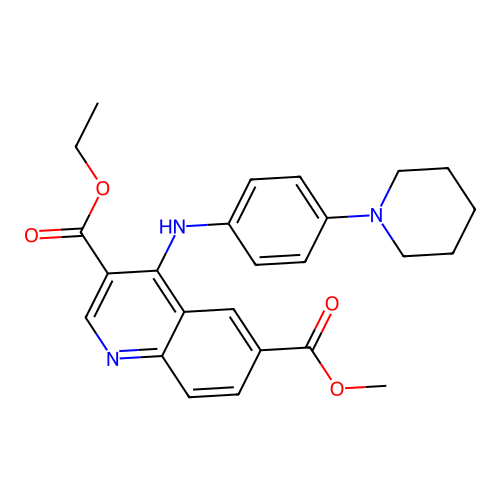 3-Ethyl 6-methyl 4-{[4-(piperidin-1-yl)phenyl]amino}quinoline-3,6-dicarboxylate structure