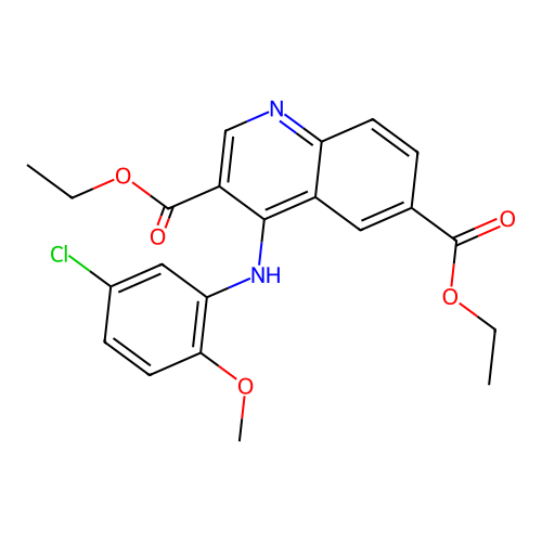Diethyl 4-((5-chloro-2-methoxyphenyl)amino)quinoline-3,6-dicarboxylate structure