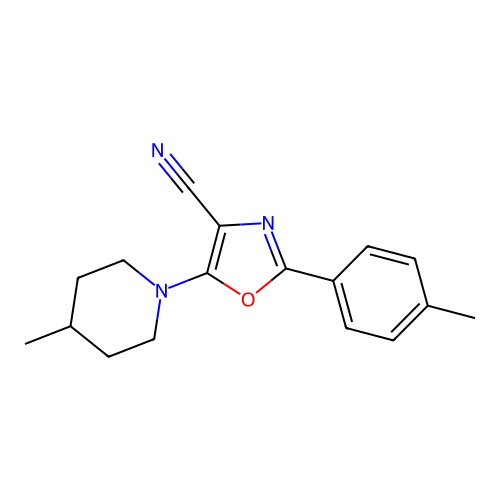 2-(4-Methylphenyl)-5-(4-methylpiperidin-1-yl)-1,3-oxazole-4-carbonitrile structure