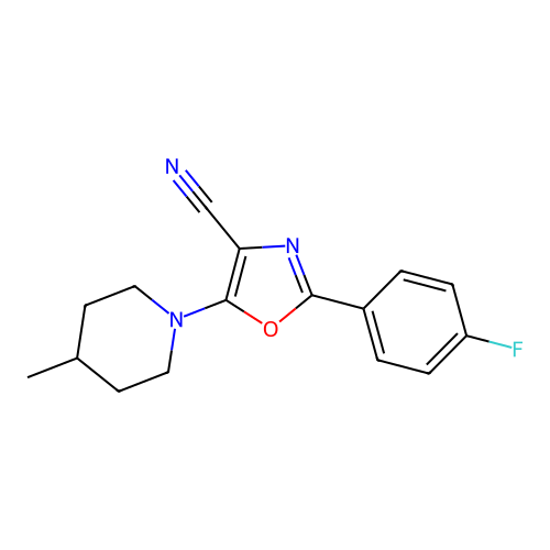 2-(4-Fluorophenyl)-5-(4-methylpiperidin-1-yl)-1,3-oxazole-4-carbonitrile structure