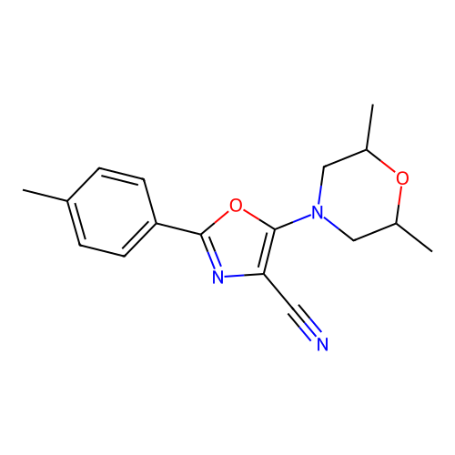 5-(2,6-Dimethylmorpholin-4-yl)-2-(4-methylphenyl)-1,3-oxazole-4-carbonitrile structure