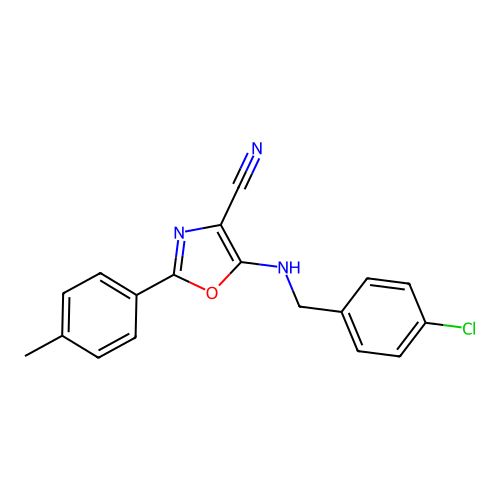5-[(4-Chlorobenzyl)amino]-2-(4-methylphenyl)-1,3-oxazole-4-carbonitrile structure