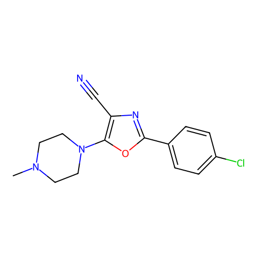 2-(4-Chlorophenyl)-5-(4-methylpiperazin-1-yl)-1,3-oxazole-4-carbonitrile structure