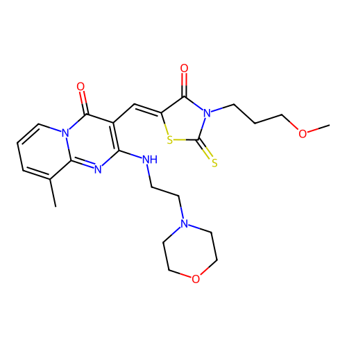 3-{(Z)-[3-(3-METHOXYPROPYL)-4-OXO-2-THIOXO-1,3-THIAZOLIDIN-5-YLIDENE]METHYL}-9-METHYL-2-{[2-(4-MORPHOLINYL)ETHYL]AMINO}-4H-PYRIDO[1,2-A]PYRIMIDIN-4-ONE structure
