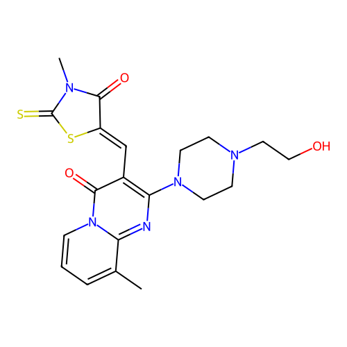 (5Z)-5-({2-[4-(2-HYDROXYETHYL)PIPERAZIN-1-YL]-9-METHYL-4-OXO-4H-PYRIDO[1,2-A]PYRIMIDIN-3-YL}METHYLIDENE)-3-METHYL-2-SULFANYLIDENE-1,3-THIAZOLIDIN-4-ONE structure