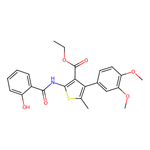 Ethyl 4-(3,4-dimethoxyphenyl)-2-[(2-hydroxybenzoyl)amino]-5-methyl-thiophene-3-carboxylate structure
