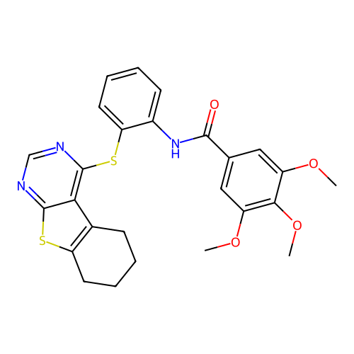 3,4,5-trimethoxy-N-(2-((5,6,7,8-tetrahydrobenzo[4,5]thieno[2,3-d]pyrimidin-4-yl)thio)phenyl)benzamide structure