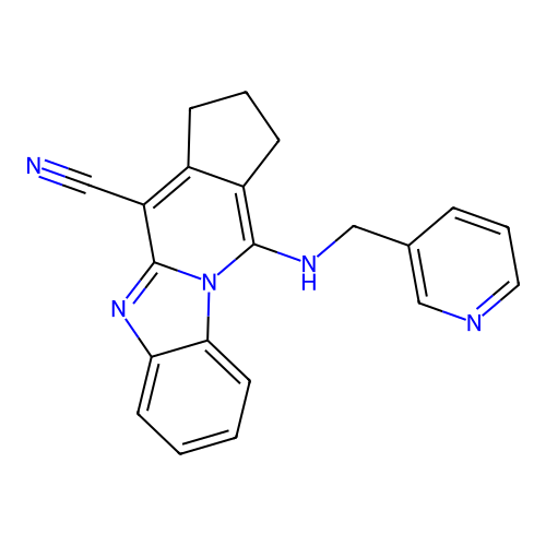4-[(Pyridin-3-ylmethyl)-amino]-2,3-dihydro-1H-4a,9-diaza-cyclopenta[b]fluorene-10-carbonitrile structure