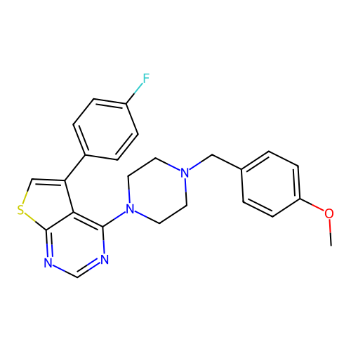 5-(4-Fluorophenyl)-4-(4-(4-methoxybenzyl)piperazin-1-yl)thieno[2,3-d]pyrimidine structure