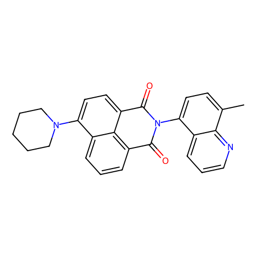 2-(8-methylquinolin-5-yl)-6-(piperidin-1-yl)-1H-benzo[de]isoquinoline-1,3(2H)-dione structure