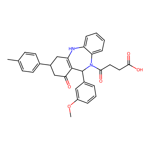 4-(11-(3-methoxyphenyl)-1-oxo-3-(p-tolyl)-3,4-dihydro-1H-dibenzo[b,e][1,4]diazepin-10(2H,5H,11H)-yl)-4-oxobutanoic acid structure