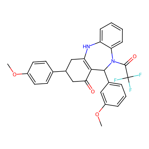 11-(3-METHOXYPHENYL)-3-(4-METHOXYPHENYL)-10-(2,2,2-TRIFLUOROACETYL)-2,3,4,5,10,11-HEXAHYDRO-1H-DIBENZO[B,E][1,4]DIAZEPIN-1-ONE structure