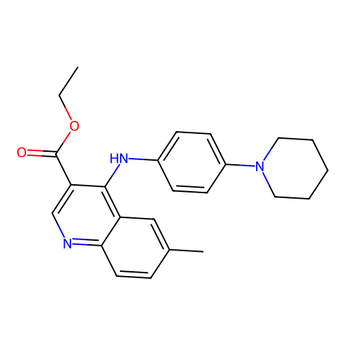 Ethyl 6-methyl-4-{[4-(piperidin-1-yl)phenyl]amino}quinoline-3-carboxylate structure