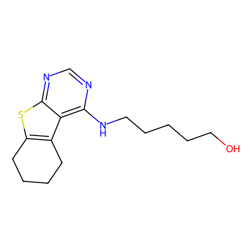 5-(5,6,7,8-Tetrahydro[1]benzothieno[2,3-d]pyrimidin-4-ylamino)pentan-1-ol structure