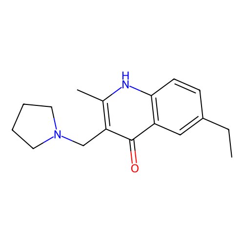 6-Ethyl-2-methyl-3-(pyrrolidin-1-ylmethyl)quinolin-4-ol structure