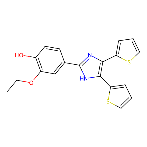 4-(4,5-di(thiophen-2-yl)-1H-imidazol-2-yl)-2-ethoxyphenol structure
