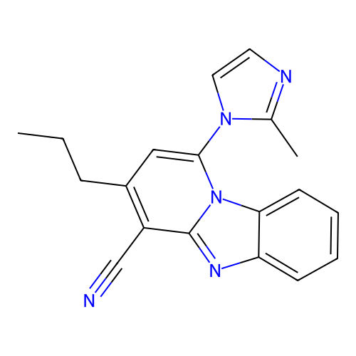 1-(2-methyl-1H-imidazol-1-yl)-3-propylpyrido[1,2-a]benzimidazole-4-carbonitrile structure
