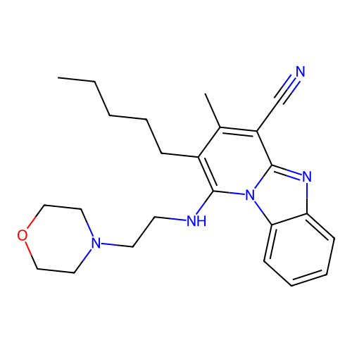 3-methyl-1-{[2-(morpholin-4-yl)ethyl]amino}-2-pentylpyrido[1,2-a]benzimidazole-4-carbonitrile structure