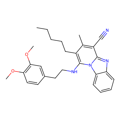 1-{[2-(3,4-dimethoxyphenyl)ethyl]amino}-3-methyl-2-pentylpyrido[1,2-a]benzimidazole-4-carbonitrile structure