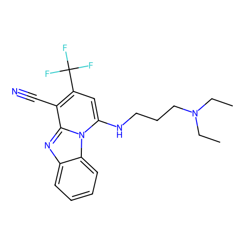1-{[3-(diethylamino)propyl]amino}-3-(trifluoromethyl)pyrido[1,2-a]benzimidazole-4-carbonitrile structure