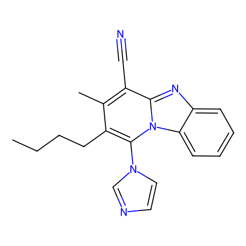2-butyl-1-(1H-imidazol-1-yl)-3-methylpyrido[1,2-a]benzimidazole-4-carbonitrile structure