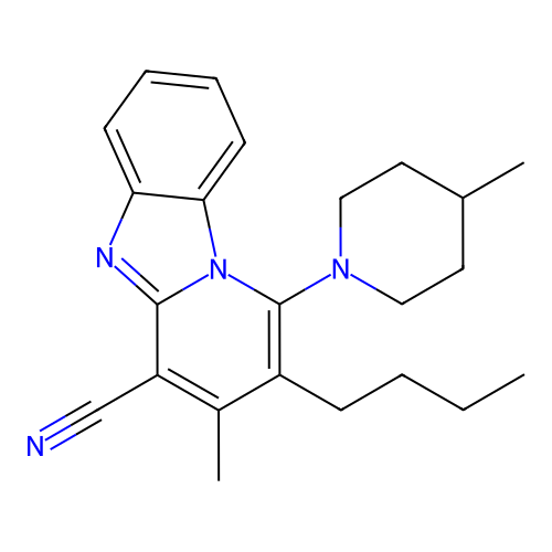 2-butyl-3-methyl-1-(4-methylpiperidin-1-yl)pyrido[1,2-a]benzimidazole-4-carbonitrile structure