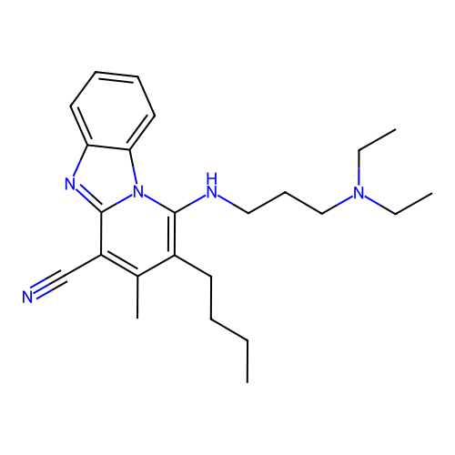 2-BU-1-((3-(DIETHYLAMINO)PR)AMINO)3-ME-PYRIDO(1,2-A)BENZIMIDAZOLE-4-CARBONITRILE structure