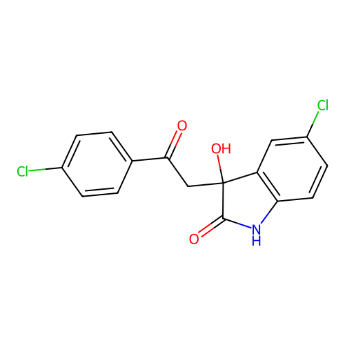5-chloro-3-[2-(4-chlorophenyl)-2-oxoethyl]-3-hydroxy-1,3-dihydro-2H-indol-2-one structure