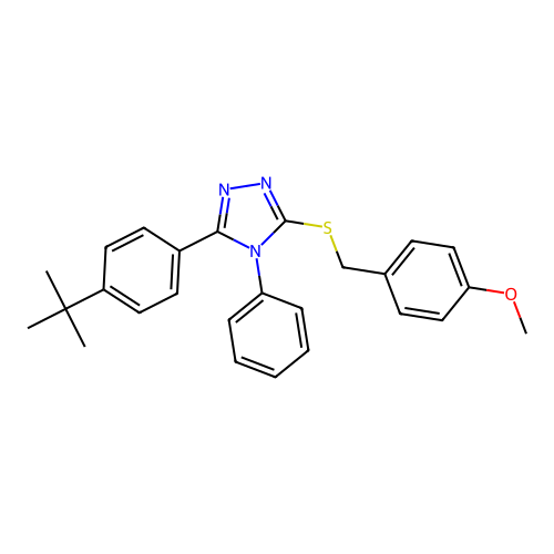 3-(4-tert-butylphenyl)-5-[(4-methoxybenzyl)sulfanyl]-4-phenyl-4H-1,2,4-triazole structure