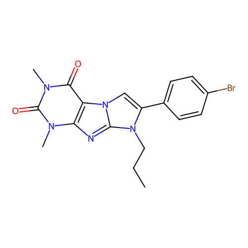 7-(4-bromophenyl)-1,3-dimethyl-8-propyl-1H-imidazo[2,1-f]purine-2,4(3H,8H)-dione structure