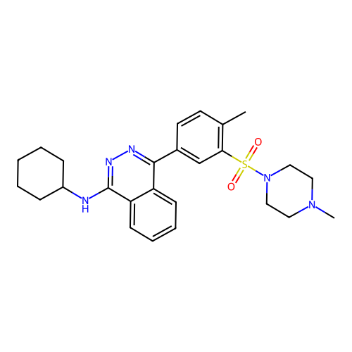 N-cyclohexyl-4-{4-methyl-3-[(4-methylpiperazin-1-yl)sulfonyl]phenyl}phthalazin-1-amine structure