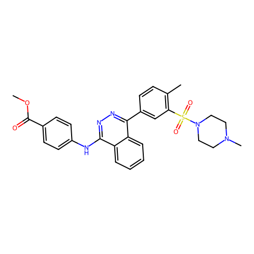 methyl 4-[(4-{4-methyl-3-[(4-methylpiperazin-1-yl)sulfonyl]phenyl}phthalazin-1-yl)amino]benzoate structure