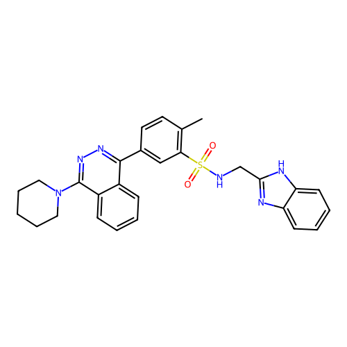 N-(1H-benzimidazol-2-ylmethyl)-2-methyl-5-[4-(piperidin-1-yl)phthalazin-1-yl]benzenesulfonamide structure
