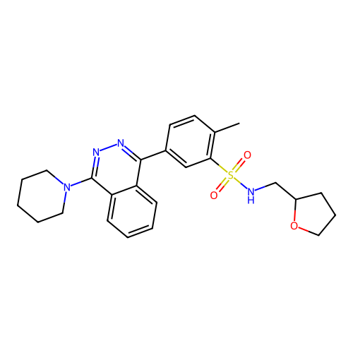 2-methyl-5-[4-(piperidin-1-yl)phthalazin-1-yl]-N-(tetrahydrofuran-2-ylmethyl)benzenesulfonamide structure