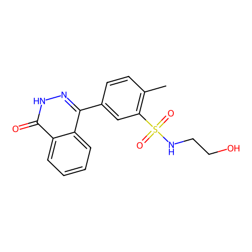 N-(2-hydroxyethyl)-2-methyl-5-(4-oxo-3H-phthalazin-1-yl)benzenesulfonamide structure
