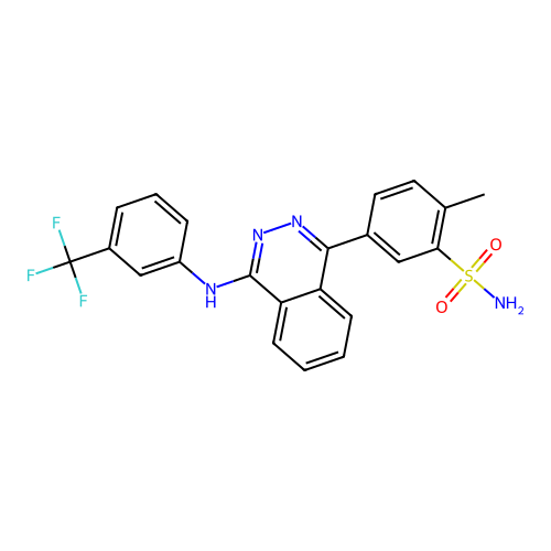 2-methyl-5-(4-{[3-(trifluoromethyl)phenyl]amino}phthalazin-1-yl)benzenesulfonamide structure