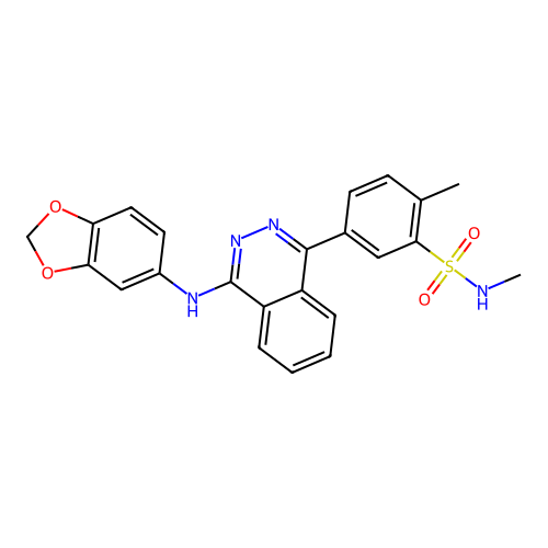 5-[4-(1,3-benzodioxol-5-ylamino)phthalazin-1-yl]-N,2-dimethylbenzenesulfonamide structure