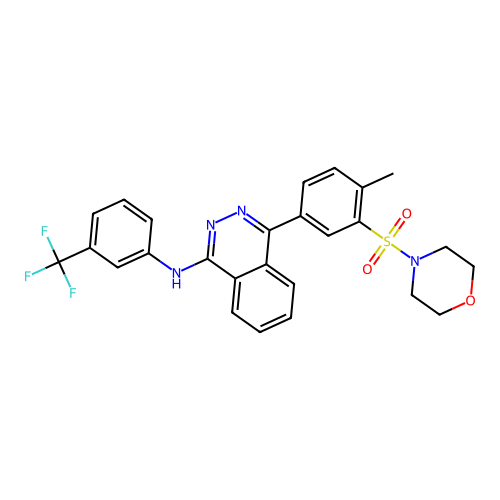 4-[4-methyl-3-(morpholin-4-ylsulfonyl)phenyl]-N-[3-(trifluoromethyl)phenyl]phthalazin-1-amine structure