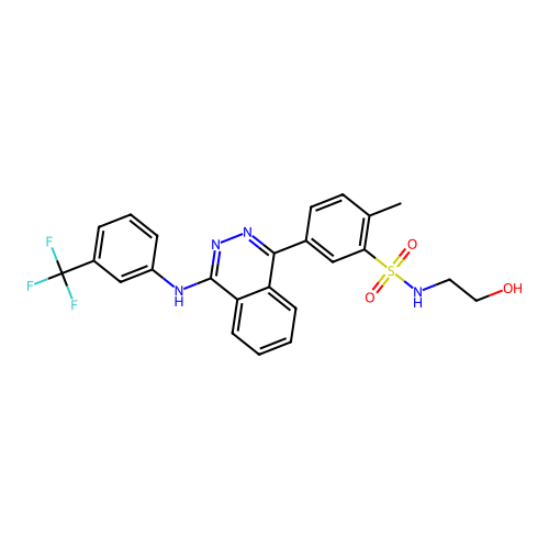 N-(2-hydroxyethyl)-2-methyl-5-(4-{[3-(trifluoromethyl)phenyl]amino}phthalazin-1-yl)benzenesulfonamide structure