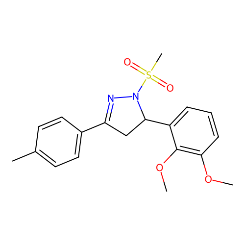 3-(2,3-dimethoxyphenyl)-5-(4-methylphenyl)-2-methylsulfonyl-3,4-dihydropyrazole structure