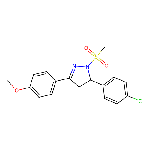 5-(4-chlorophenyl)-3-(4-methoxyphenyl)-1-(methylsulfonyl)-4,5-dihydro-1H-pyrazole structure