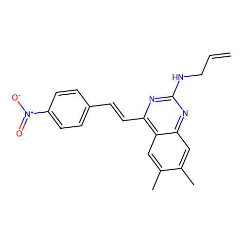 6,7-dimethyl-4-[(E)-2-(4-nitrophenyl)ethenyl]-N-(prop-2-en-1-yl)quinazolin-2-amine structure