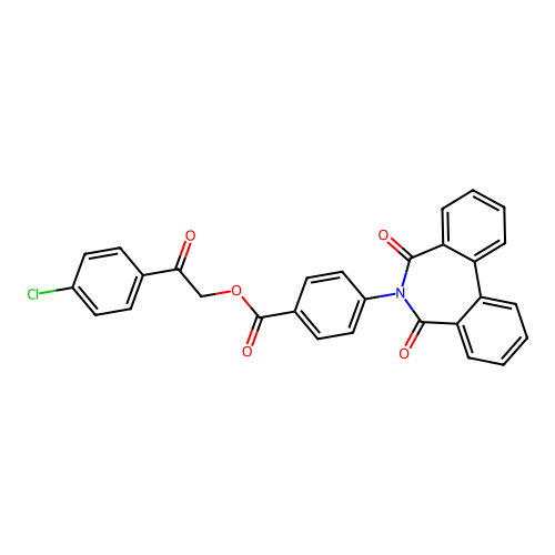 2-(4-chlorophenyl)-2-oxoethyl 4-(5,7-dioxo-5,7-dihydro-6H-dibenzo[c,e]azepin-6-yl)benzoate structure