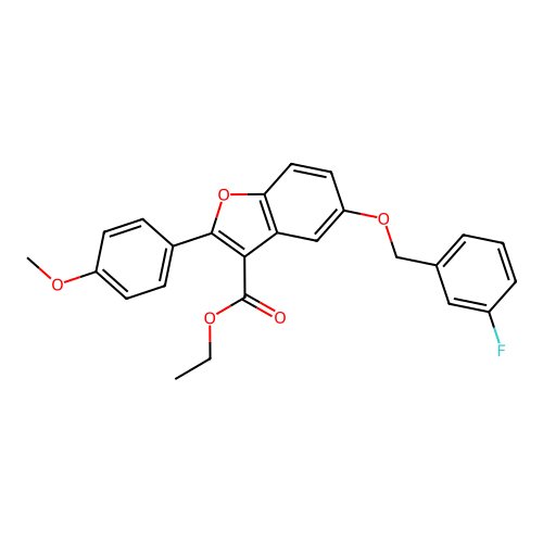 Ethyl 5-[(3-fluorophenyl)methoxy]-2-(4-methoxyphenyl)-1-benzofuran-3-carboxylate structure