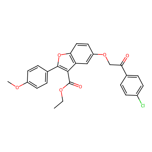 ethyl 5-[2-(4-chlorophenyl)-2-oxoethoxy]-2-(4-methoxyphenyl)-1-benzofuran-3-carboxylate structure