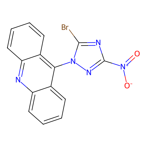 9-(5-bromo-3-nitro-1H-1,2,4-triazol-1-yl)acridine structure