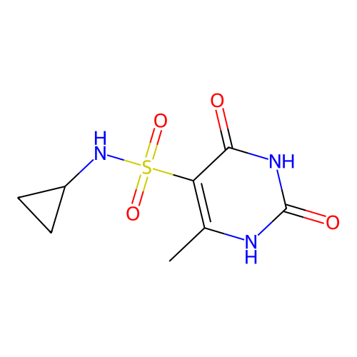 N-cyclopropyl-6-methyl-2,4-dioxo-1,2,3,4-tetrahydropyrimidine-5-sulfonamide structure
