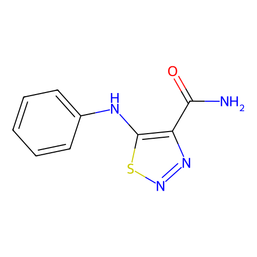 5-(N-phenylamino)-1,2,3-thiadiazole-4-carboxamide structure